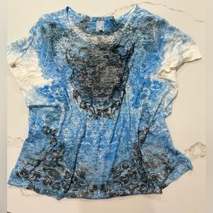 213.  ONLY 9 soft pullover design & sparkles size 2X 50/50% polyester & spandex.